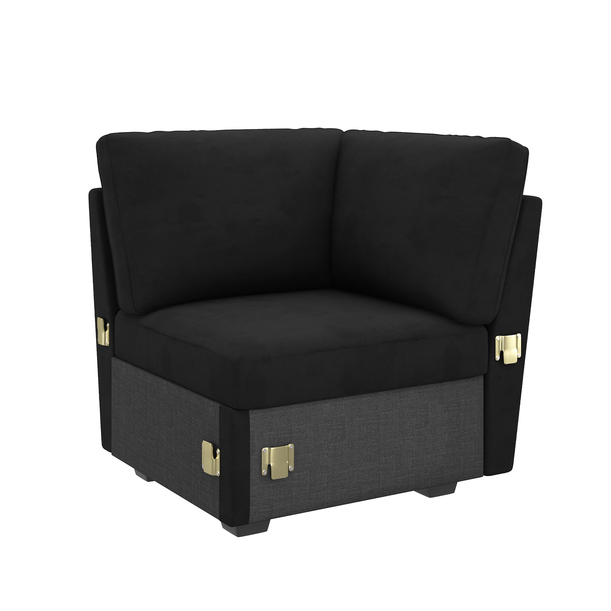 HONBAY Corner Seat Module for Modular Sectional Sleeper Sofa, Velvet Black