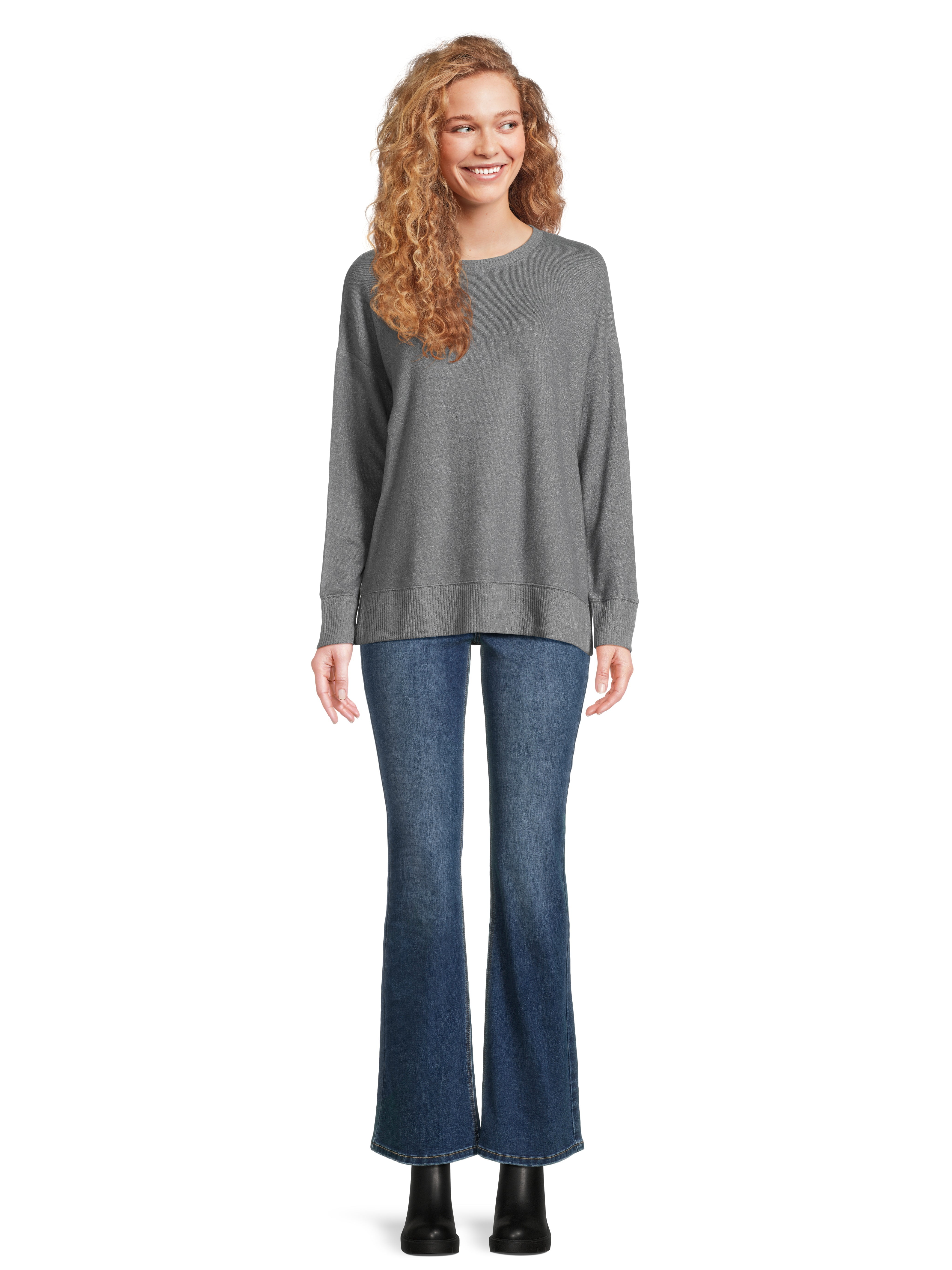 Time and Tru Women's Hacci Knit Pullover with Long-Sleeves, Single and 2-Pack, Sizes XS - XXL