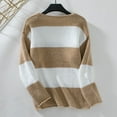 thumbnail image 6 of BUIgtTklOP Women's Striped Sweater Orange and White Fall Long Sleeve Crew Neck Comfy Loose Oversized Knitted Pullover, 6 of 6