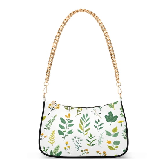 Ryvnso Summer Green Leaves Womens Chain Shoulder Bag Tote Handbags Clutch Hobo Purse with Zipper for Travel