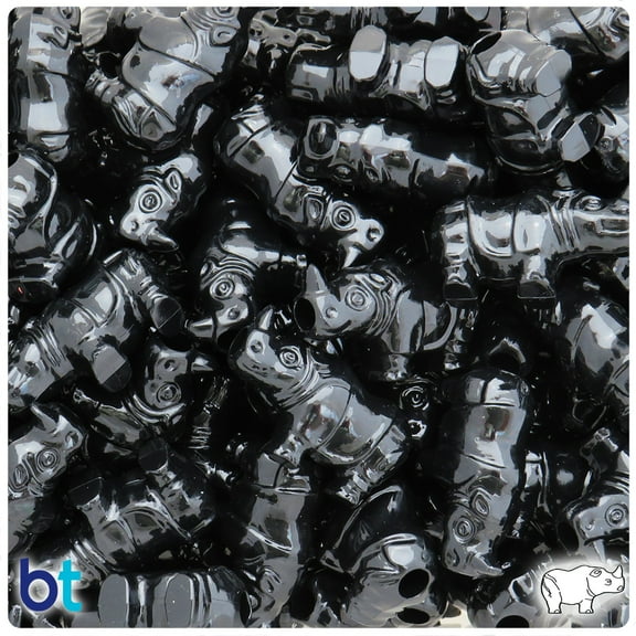BeadTin Black Opaque 25mm Rhino Pony Beads (24pcs)