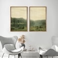 thumbnail image 4 of IDEA4WALL Framed Canvas Print Wall Art Set Green Forest & Lake Botanical Fine Art Abstract Geometric Nature Modern Art Farmhouse Wall Decor for Living Room, Bedroom, Office - 16"x24"x2 Natural, 4 of 5