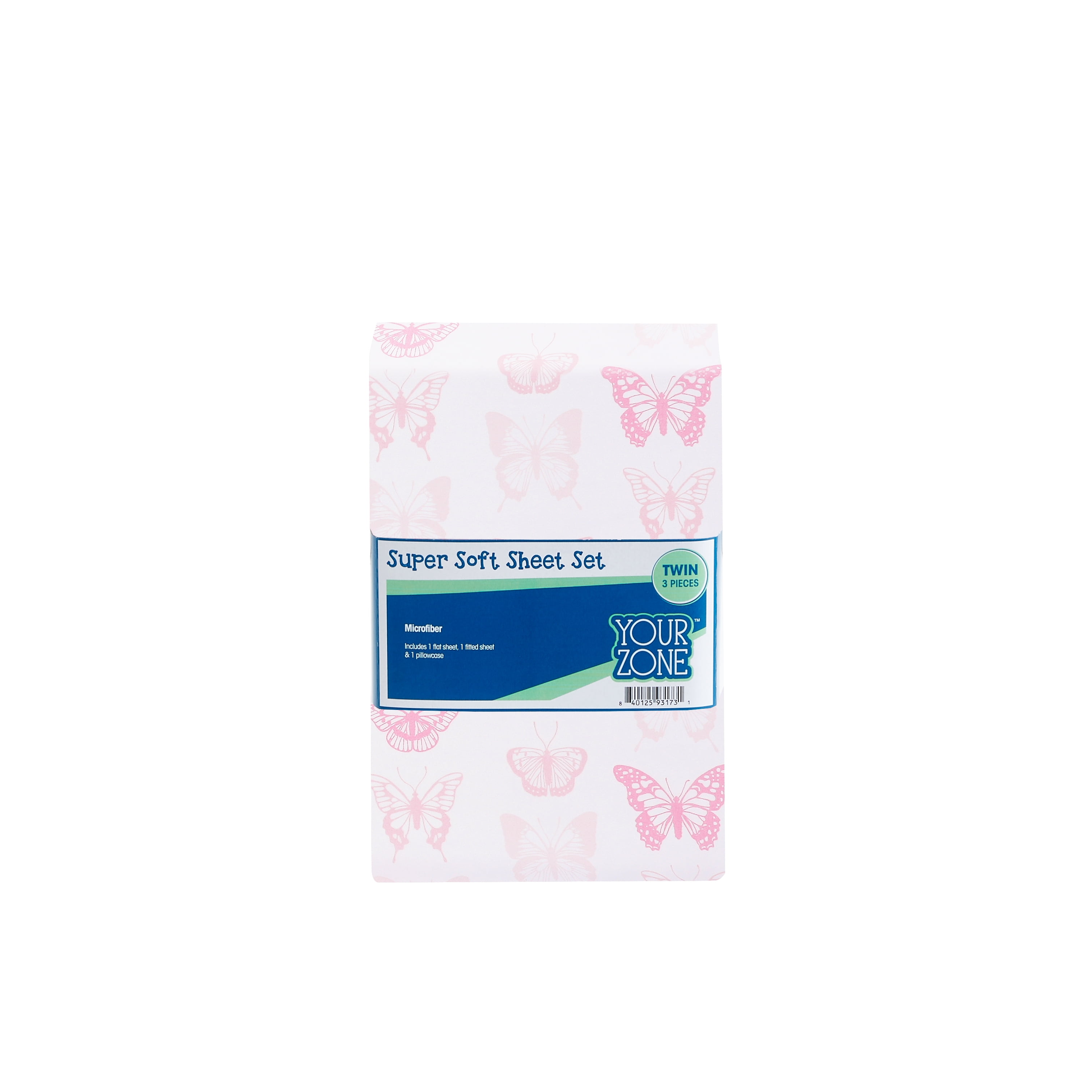 Your Zone Kids Super Soft Microfiber Sheet Set Twin, Pink Butterfly, 3 Piece