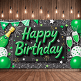 thumbnail image 7 of Glistening Green Happy Birthday Banner with Champagne Bottle Balloons and Stars Party Decoration Backdrop for Birthday Parties Photography Props and Home Decorations, 7 of 7
