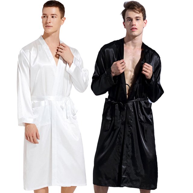 Zoeecloth Mens Robes Long Sleeve Bathrobe Loungewear Night-Robe Spring Fal Long Pajamas M-2XL