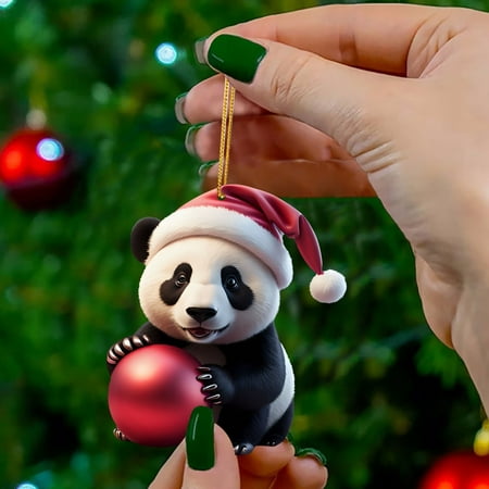 

DYWADE Xmas On The Road Again Ornament Cartoon Panda Christmas Pattern Print Hanging Home Tree Pendant Christmas Tree Pendant Home Decoration Window Sill Car Pendant Backpack Pendant Elephant