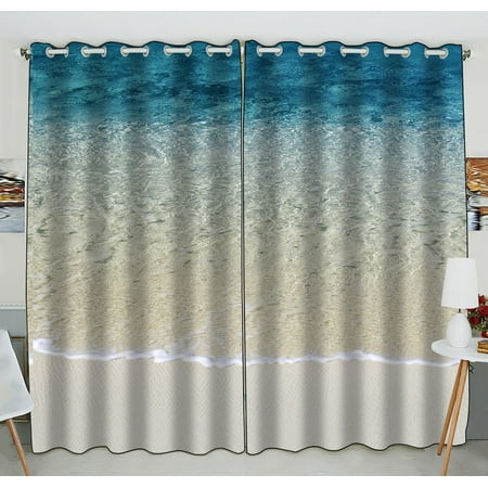 Gckg Beach Clear Sea Sand Ocean Blackout Curtains Window