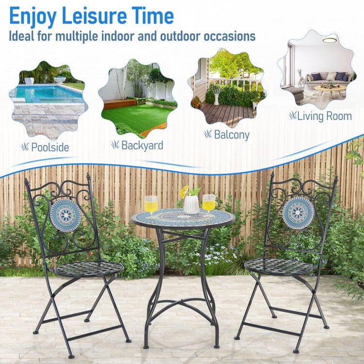 Aimee Lii 3 Piece Patio Bistro Set with Mosaic Pattern, Outdoor Patio Furniture Set Aimee Lii 3 Piece Patio Bistro Set with Mosaic Pattern, Outdoor Patio Furniture Set