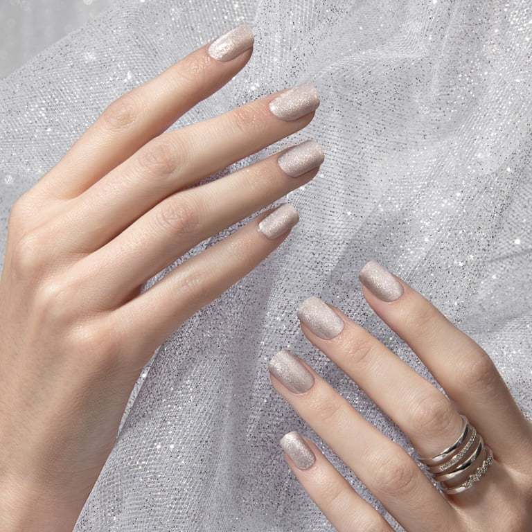 KISS Gel Fantasy Magnetic Press On Nails, Dignity, Silver, Short