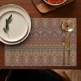 thumbnail image 5 of Orange Boho Ethnic Paisley Pattern Summer Placemats Table Placemats Set Of 4-Linen Kitchen Washable Placemats Table Mats 11.8"x17.7" Non-Slip Heat Resistant, 5 of 6