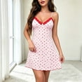 thumbnail image 2 of RoamHome Women's Cherry Print Mini Dress Lace Trim V Neck Spaghetti Strap Ribbed Bodycon Summer Casual, 2 of 6