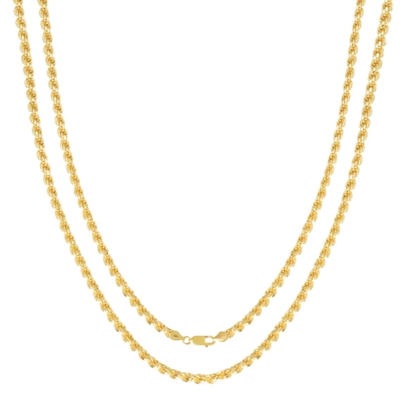Sterling Silver and Gold Plated Rope Chain Necklaces and Bracelets - 3.70MM Thick - 22 Inches