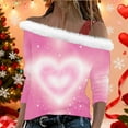 thumbnail image 5 of Craaazy Women's Valentine Day Long Sleeve Shirts Loose Off the Shoulder Suspender Tops Gifts, 5 of 7