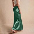 thumbnail image 6 of Women's Satin Fishtail Skirt, Solid Color High Waist Bodycon Midi Skirt, Elegant Slit Party Skirt for Wedding Guest, Evening and Club,Green,L, 6 of 6