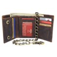 thumbnail image 2 of MARSHAL RFID Trifold Biker Wallet for Men  Vintage Genuine Leather Chain Wallet with Charging Bull Embossed Design and Snap Closure Brown, 2 of 9