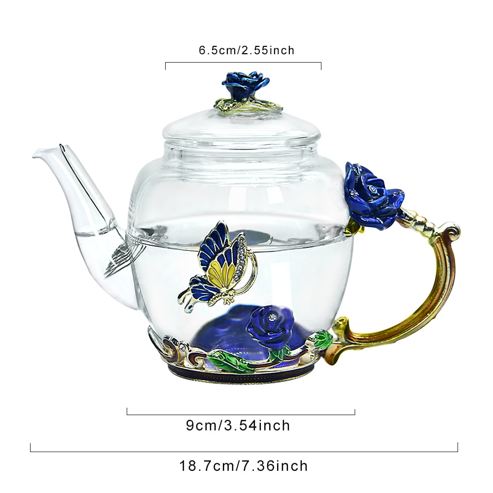TOPONE Handle Glass Teapot Heat-Resistant Teapot Flower Tea Kettle Lar