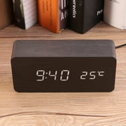 Rdeghly Réveil USB numérique en bois LED numérique contrôle la température du bureau, horloge LED, réveil