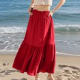 thumbnail image 2 of Women's Flowy Boho Maxi Skirt 2025 New Summer Smocked Waist Ruffle Tiered a Line Casual Beach Long Skirts Skirt for Women M, 2 of 9