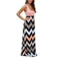 thumbnail image 3 of Plus Sizer Women Boho Summer Evening Party Casual Sundress Wave Stripe Oversized Strappy Long Maxi Dress #WAE, 3 of 5