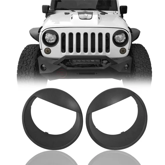 Pair Angry Eyes Bezels Headlight Cover Trim ABS For 2007-2018 Jeep Wrangler JK