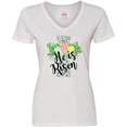 thumbnail image 3 of Inktastic He is Risen Floral Print Cross with Beautiful Flowers Women's V-Neck T-Shirt, 3 of 5