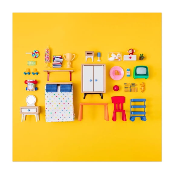 Dollhouse inventory / yellow - Photography Minimalist Pop Art Modern Art Retro Unframed Wall Art Print 6 x 6 inches