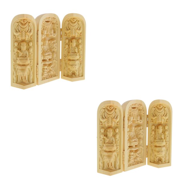 Bewildely Buddha Statue Carved Locker Box Sculpture Decoration Boxwood Made of Estilo 3 2Conjunto
