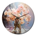 thumbnail image 2 of Designart "Peach Orchids love expression I" Floral Oversized Wall Clock, 2 of 5