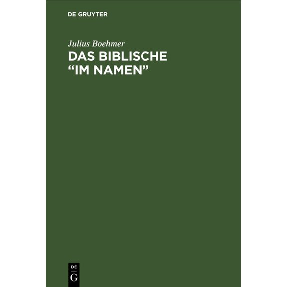 Das Biblische "im Namen", (Hardcover)