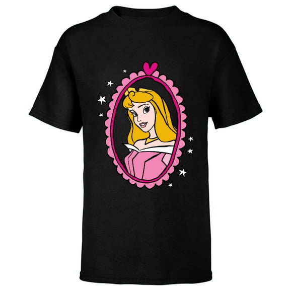 Disney Princess Sleeping Beauty Aurora Portrait T-Shirt - Short Sleeve T-Shirt for Kids - Customized-Black