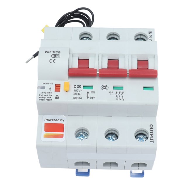 3P Disjoncteur Intelligent, CA66 Coque Circuits Interrupteur Serveur Contrôle par Application Appairage Simultané pour Équipement d'Alimentation pour Éclairage Extérieur