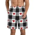 thumbnail image 2 of Uemuo Heart Black Buffalo Plaid Gingham Pattern Men's Swim Trunks Hawaiian Beach Bathing Suit Swimsuits Beach Quick-Dry Shorts with Pockets-XX-Large, 2 of 9