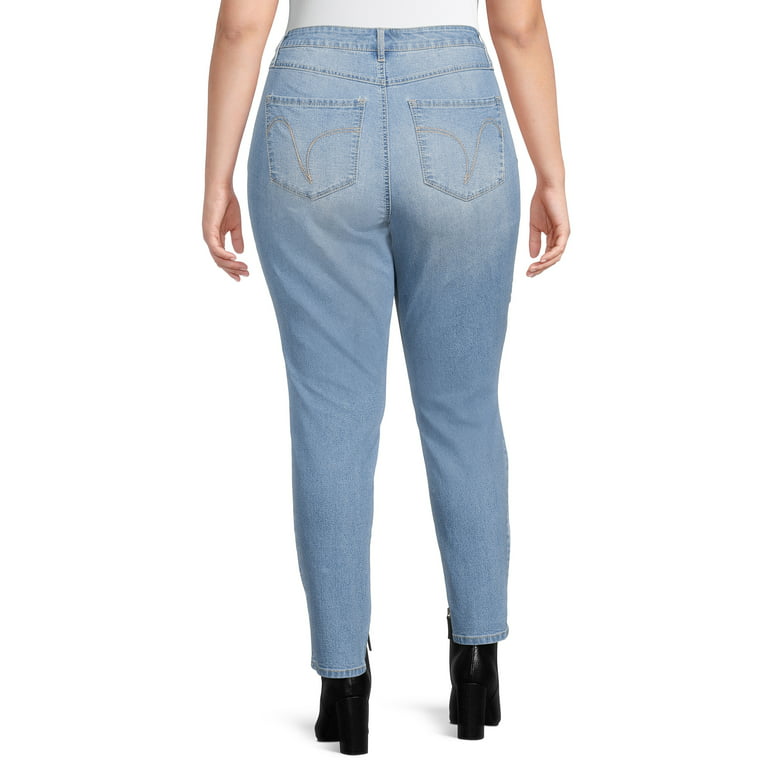 A3 Denim Women's Plus Size Destructed Skinny Jeans, Sizes 16-26 