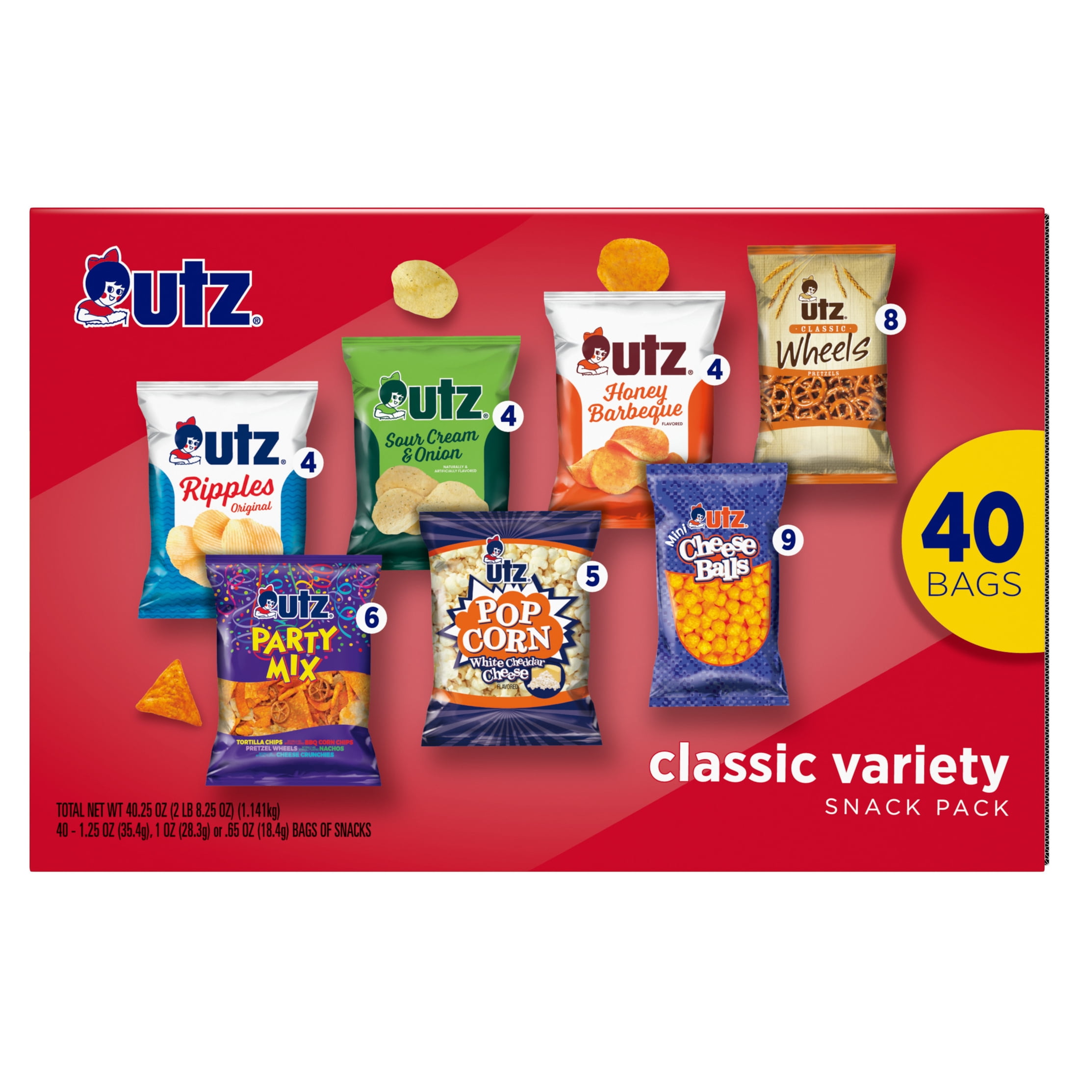 Utz Classics Snack Box, Variety Pack, 1 oz, 40 Count