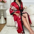 thumbnail image 7 of WTOBBY Women's Plus Size Lounge Robe 3X-6X Belted Kimono Long Sleeve Soft Cover Up Comfy Home Wear Sexy Nightwear Loungewear,Red 3XL, 7 of 7