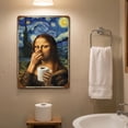 thumbnail image 4 of Funny Bathroom Wall Art Metal Wall Decor Vintage Mona Lisa Starry Night Themed Wall Art for Bathroom Home Decor 7.87 X 5.90 in, 4 of 4