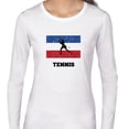thumbnail image 1 of Yugoslavia Olympic - Tennis - Flag - Silhouette Women's Long Sleeve Grey T-Shirt, 1 of 2