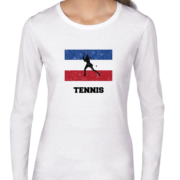 Yugoslavia Olympic - Tennis - Flag - Silhouette Women's Long Sleeve Grey T-Shirt