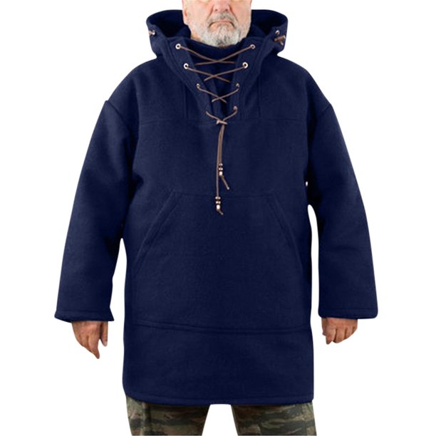 Men\'s Pullover Woolen Hooded Sweatshirt Mid-length Super Soft Hoodies Winter Top zhangyuxiang LED