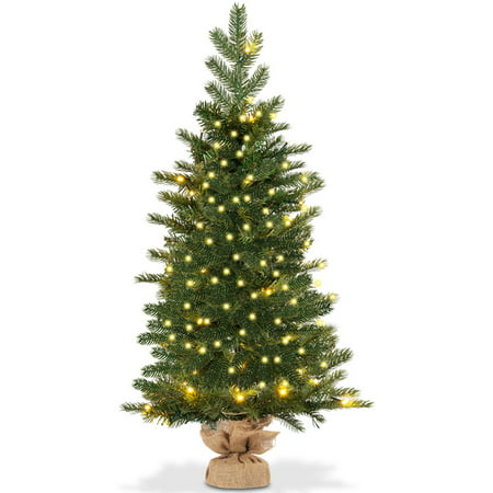 Costway 3Ft Pre-Lit Spruce Tabletop Christmas Tree Battery Operated w ...