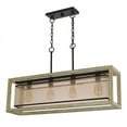 thumbnail image 3 of Cal Lighting Palencia Rubber Wood Island Chandelier With Organza Shade, 3 of 5