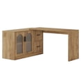 thumbnail image 2 of Resenkose Reversible L-Shaped Farmhouse Office Desk with Drawers & Cabinet, Brown, 2 of 5