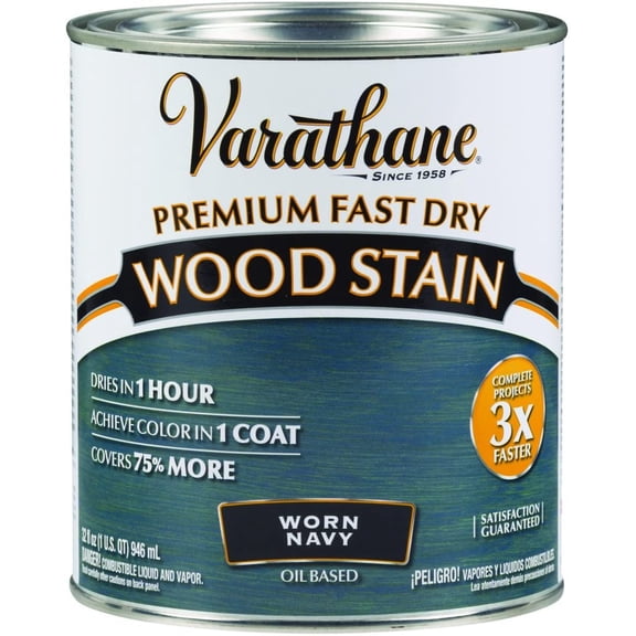 Rust-Oleum Premium Fast Dry Interior Wood Stain Worn Navy - Semi-Transparent - 1 Qt Blue