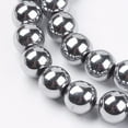 thumbnail image 3 of 1 Strand 8MM Grade A Round Non-Magnetic Synthetic Hematite Beads Strands Platinum Plated 8mm Hole: 1~2mm 55pcs/strand, 3 of 3