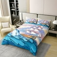 thumbnail image 2 of Erosebridal 100% Cotton Sailboat Bedding Set Blue Ocean Life Whale Print Duvet Cover King,Watercolor Sailing Adventure Theme Comforter Cover Nautical Sea Life Bedspread Cover with 2 Pillowcases, 2 of 5