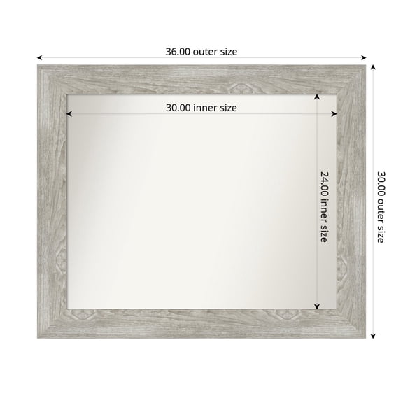 Amanti Art Custom Framed Wall and Bathroom Mirror (30 x 36 in.), Dove Greywash Frame