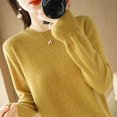 thumbnail image 4 of Chandail Col Rond Automne et Hiver Chandail Femme Couleur Unie Manches Longues Chemise de base Courte Fine, 4 of 6