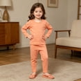 thumbnail image 4 of LEKWK Toddler Boys Girls Pajamas Long Sleeve Loungewear Tops Matching Straight Leg Pants Kids Cotton Sleepwear Fall Casual Home Nightwear 6M-7Y, 4 of 9