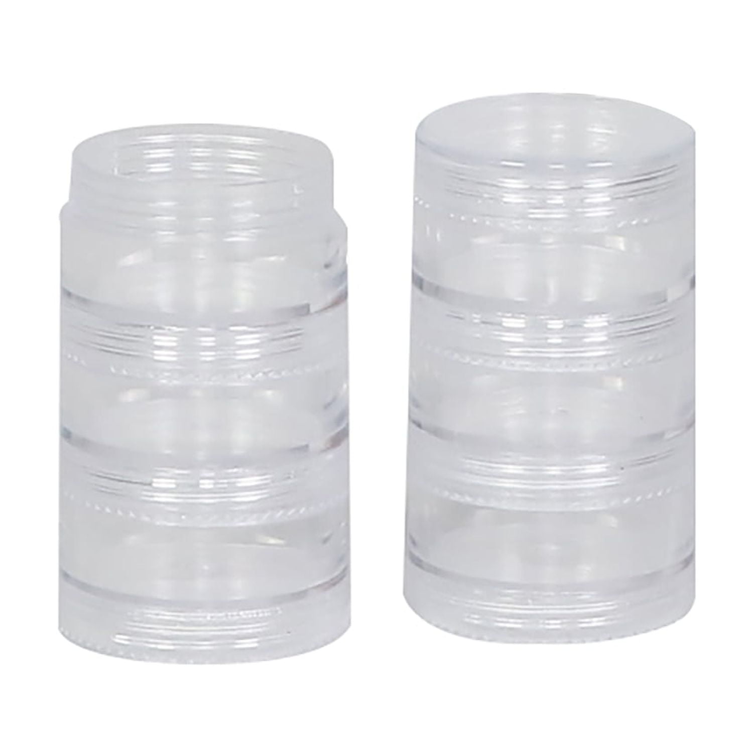 (2 pack) Everything Mary Round Stackable Clear Plastic Containers 6-Pack – Craft & Bead Storage Jars