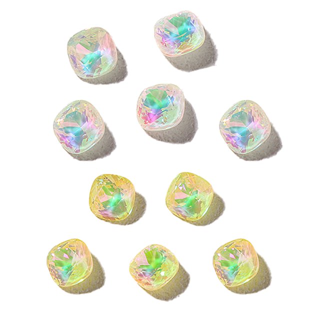 10 piezas de accesorios para uñas, brocas cuadradas gruesas, Super Flash Aurora Phantom Mocha, punta de cristal, brocas para uñas, accesorios para uñas